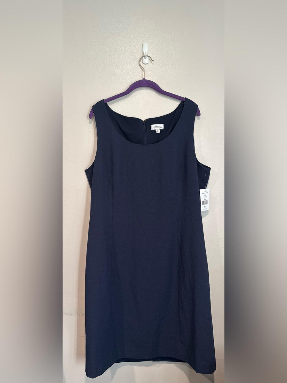 Tahari Navy Sleeveless Sheath Dress